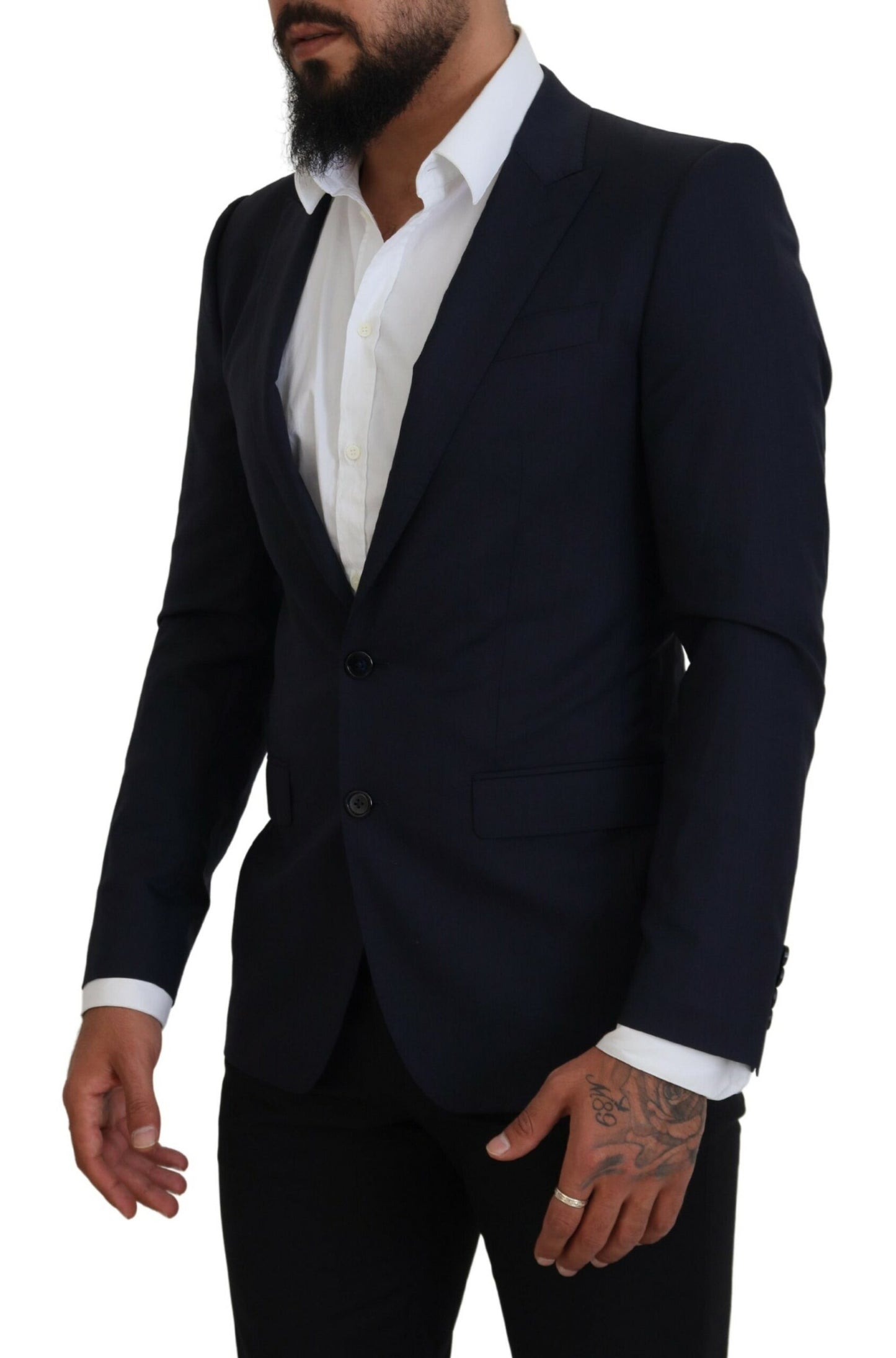 Chaqueta blazer elegante de lana y seda azul