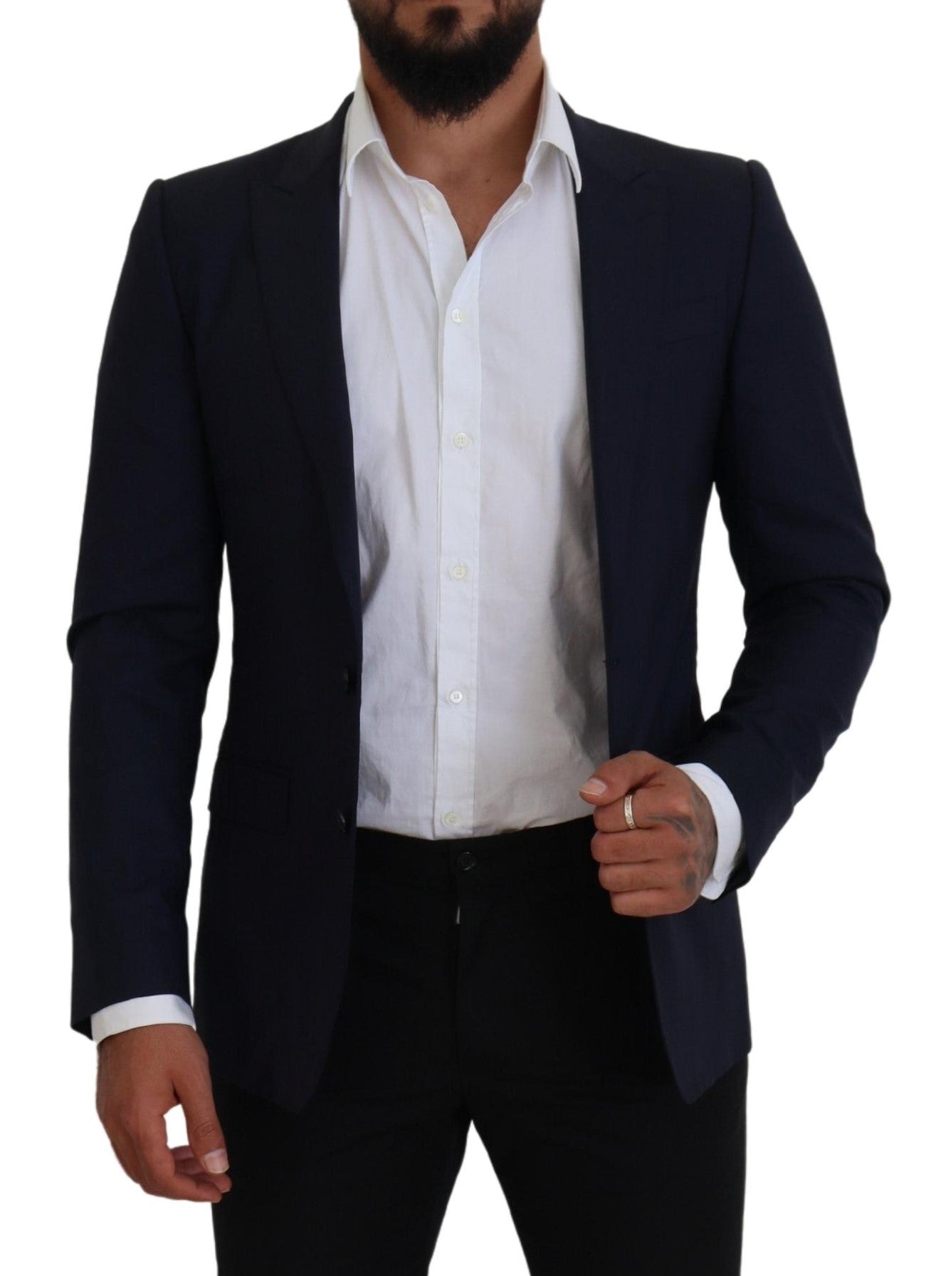 Chaqueta blazer elegante de lana y seda azul