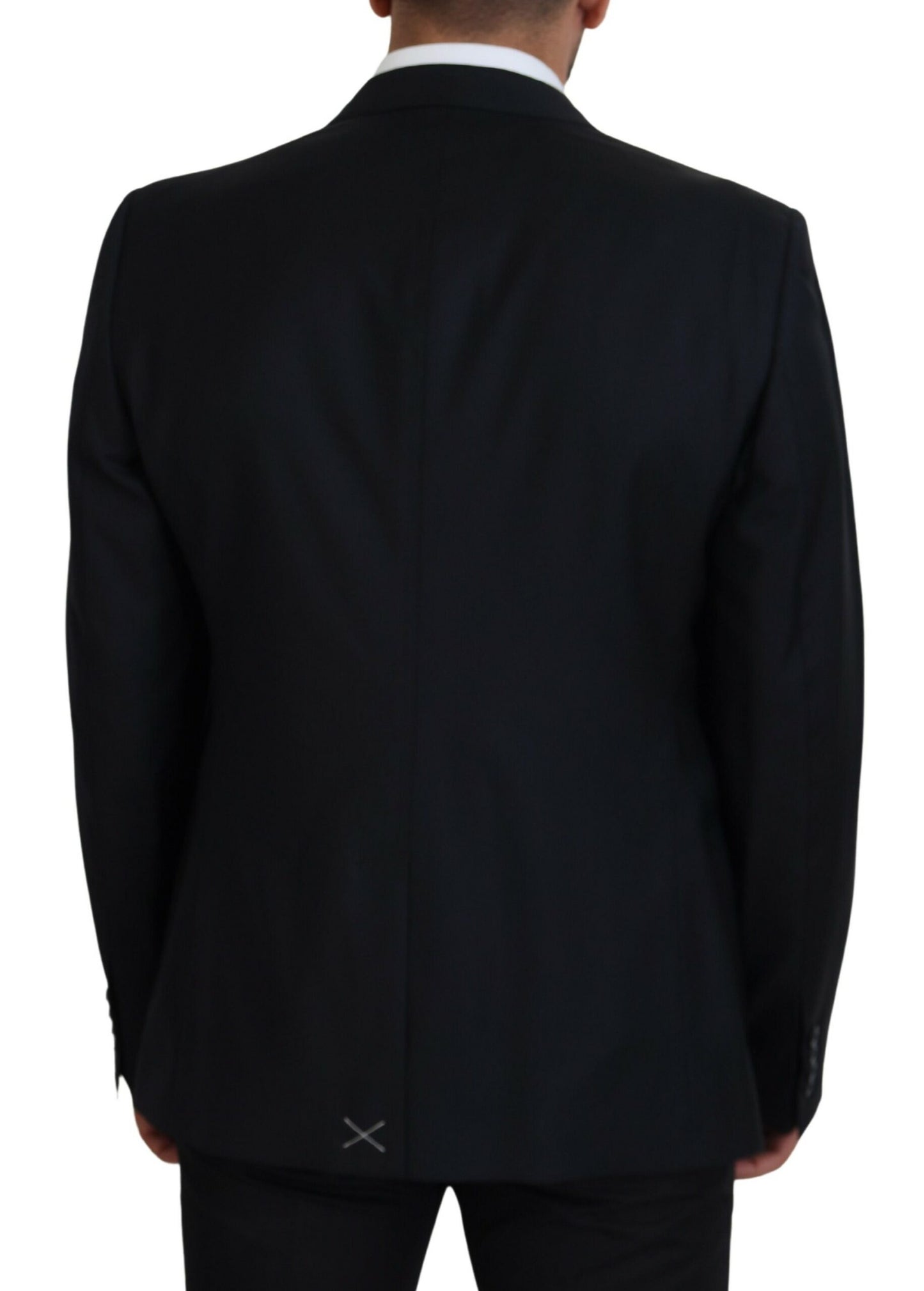 Elegante blazer azul oscuro de botonadura sencilla