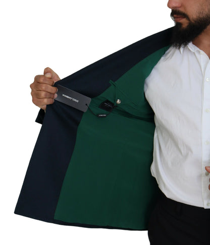 Elegante blazer azul de mezcla de cachemira y seda