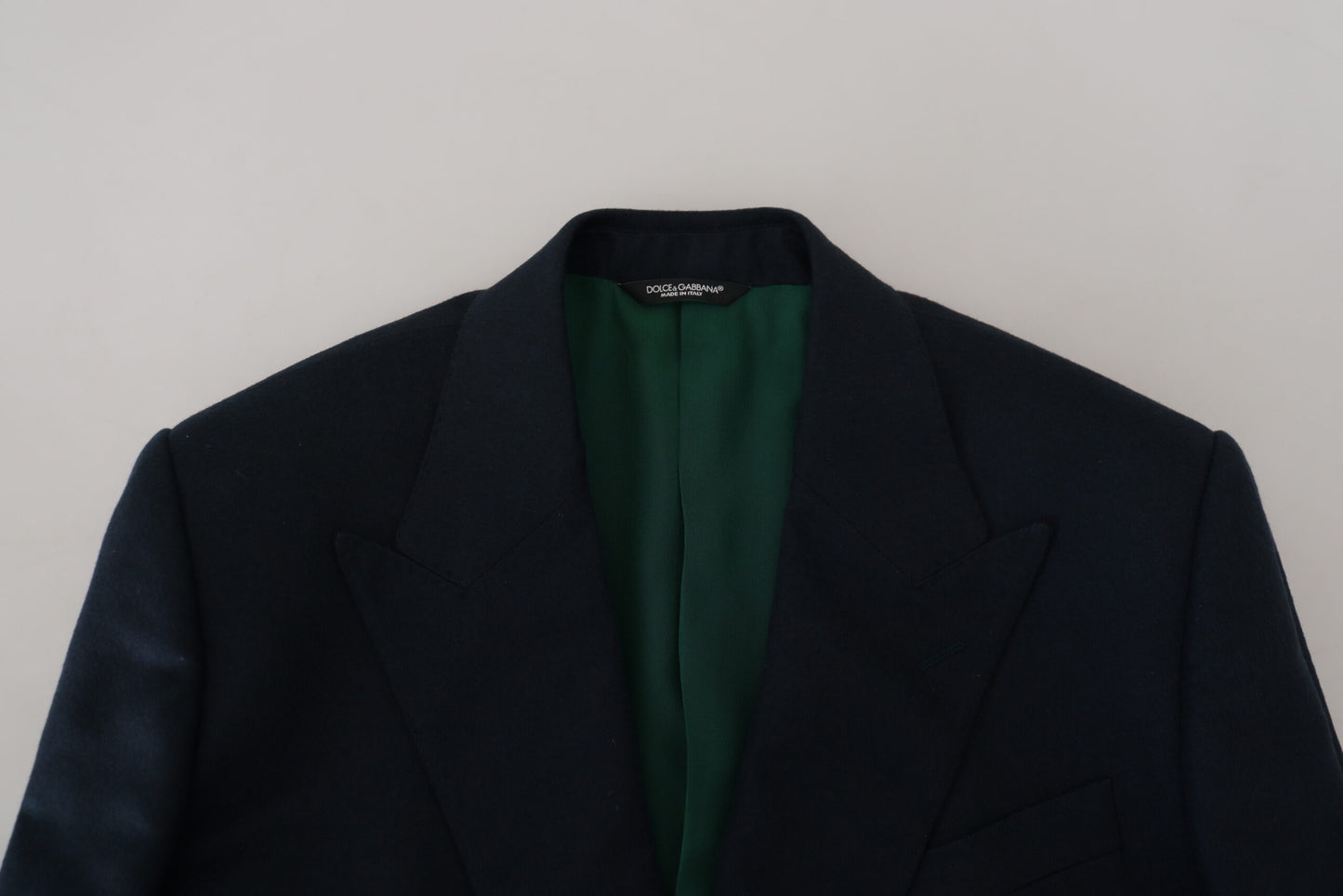 Elegante blazer azul de mezcla de cachemira y seda