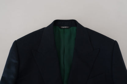 Elegante blazer azul de mezcla de cachemira y seda