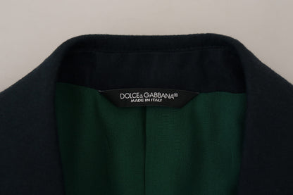 Elegante blazer azul de mezcla de cachemira y seda