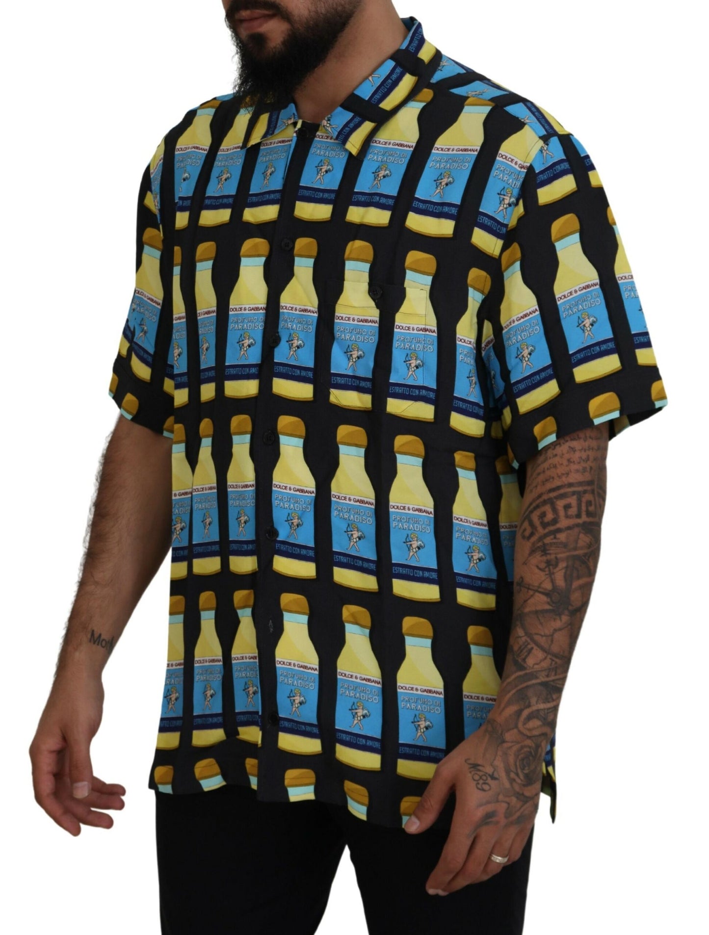 Camisa casual elegante con estampados múltiples