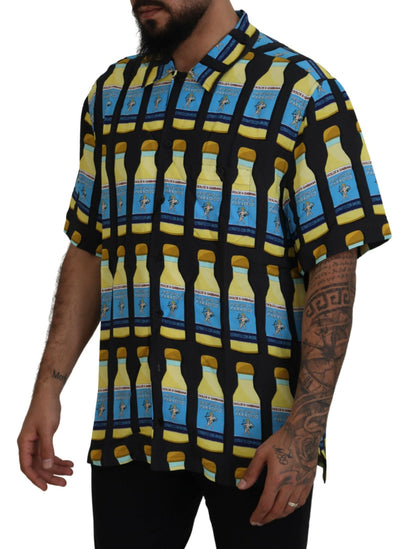 Camisa casual elegante con estampados múltiples