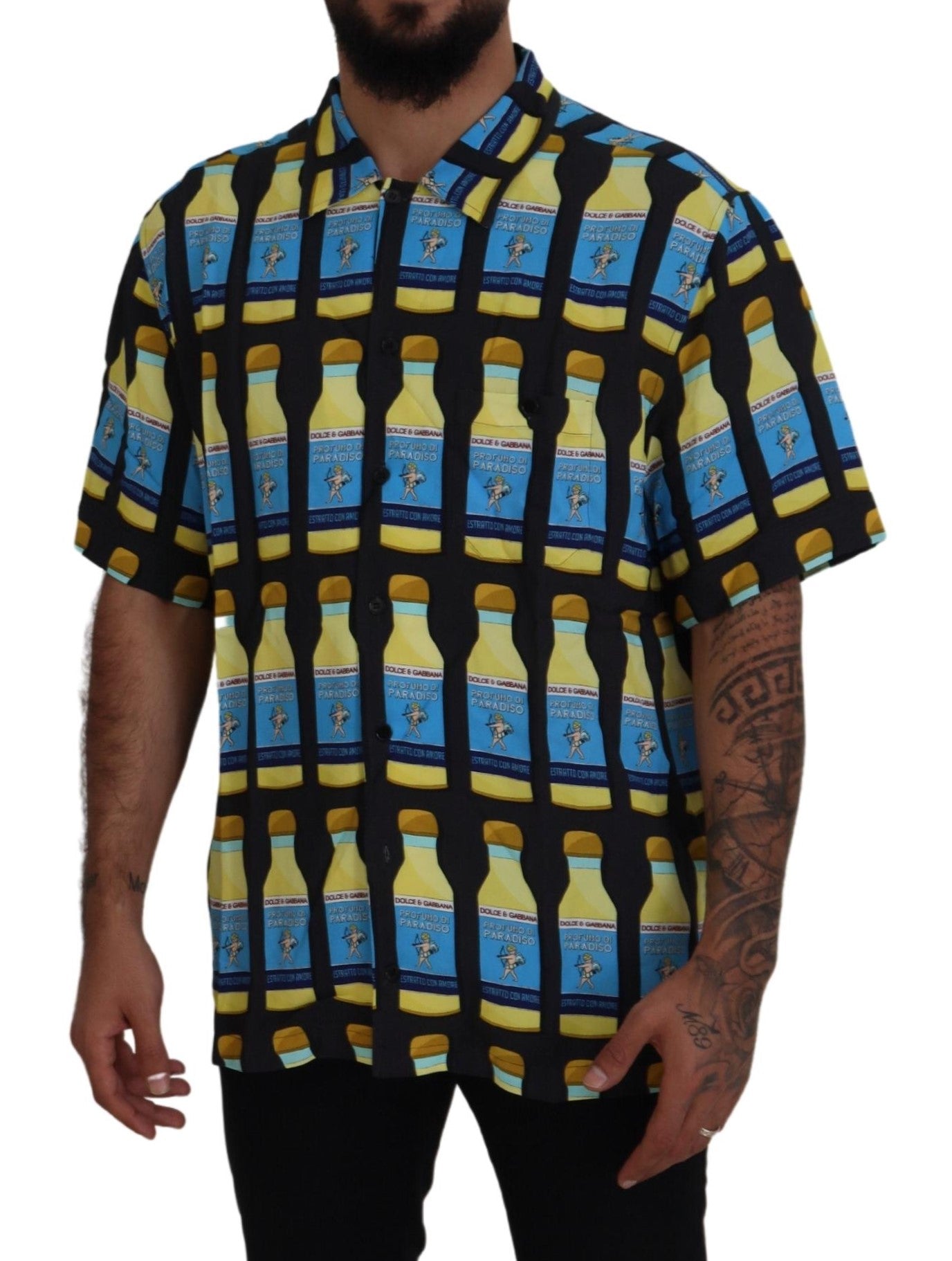 Camisa casual elegante con estampados múltiples