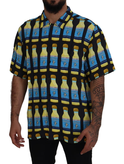 Camisa casual elegante con estampados múltiples