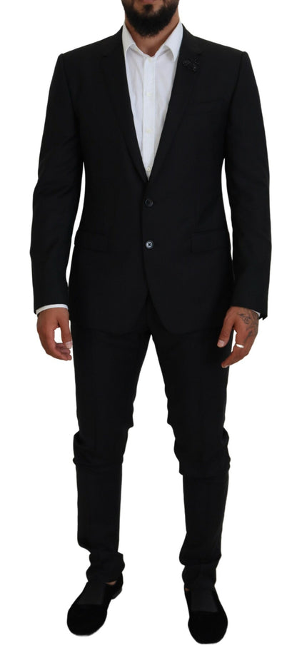 Elegante traje Martini de lana negro de dos piezas