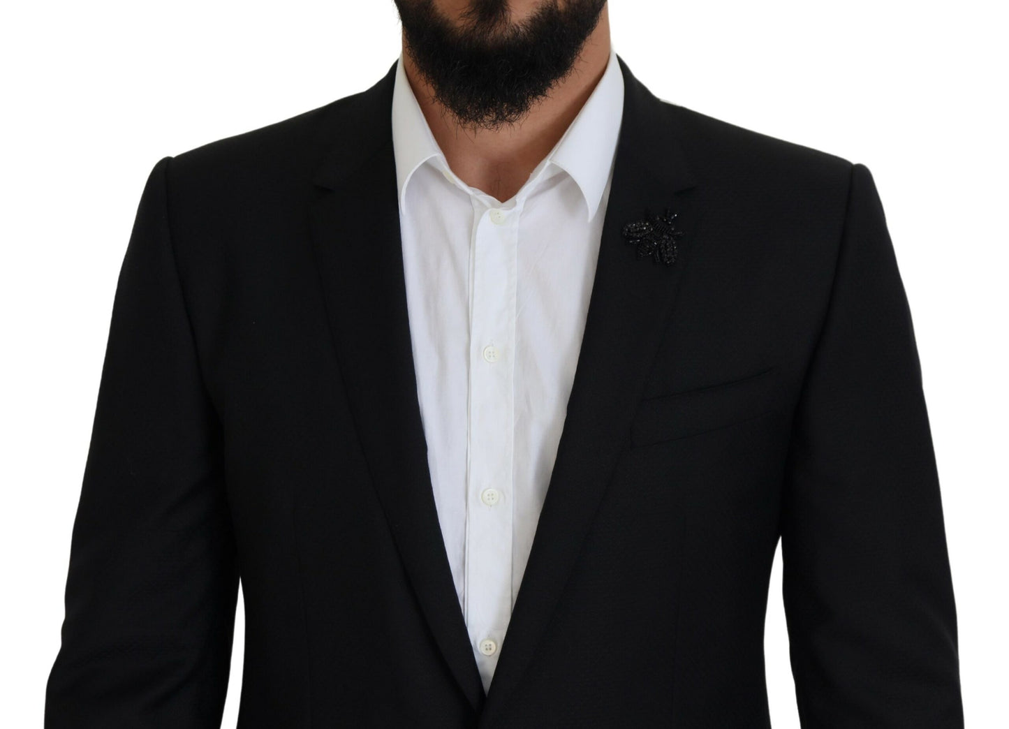 Elegante traje Martini de lana negro de dos piezas