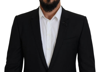 Elegante traje Martini de lana negro de dos piezas