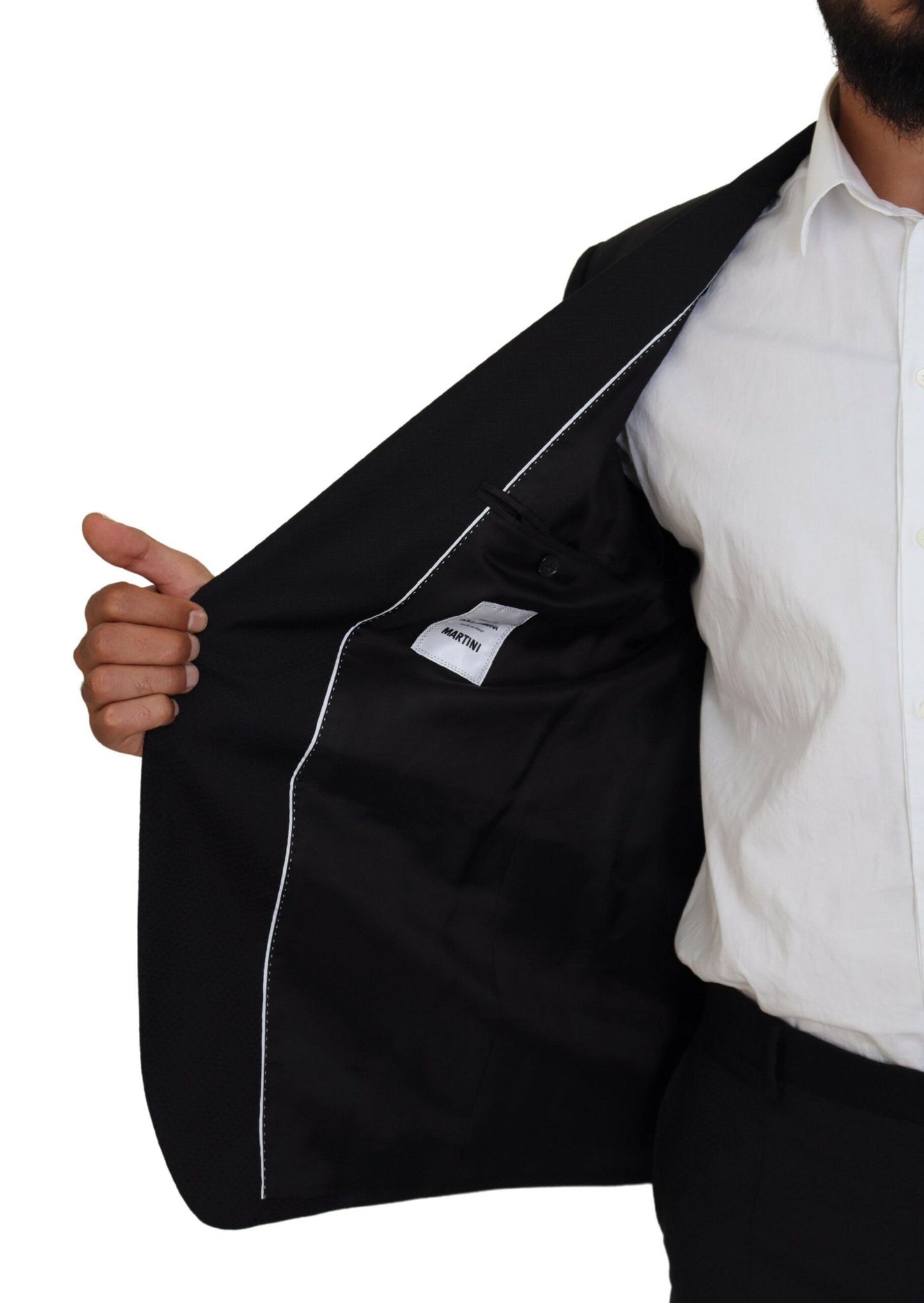 Elegante traje Martini de lana negro de dos piezas