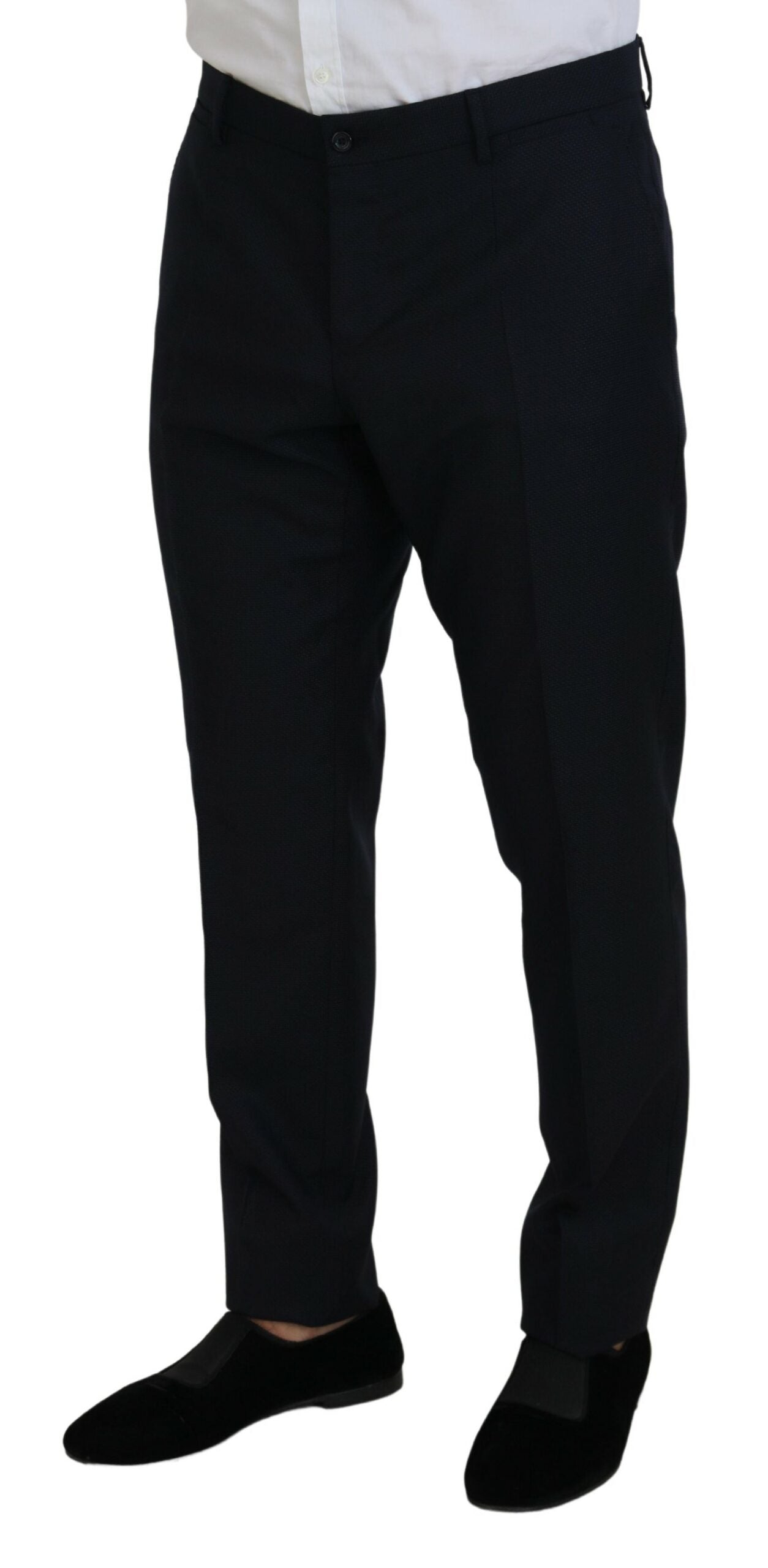 Elegante traje azul martini de mezcla de lana y seda