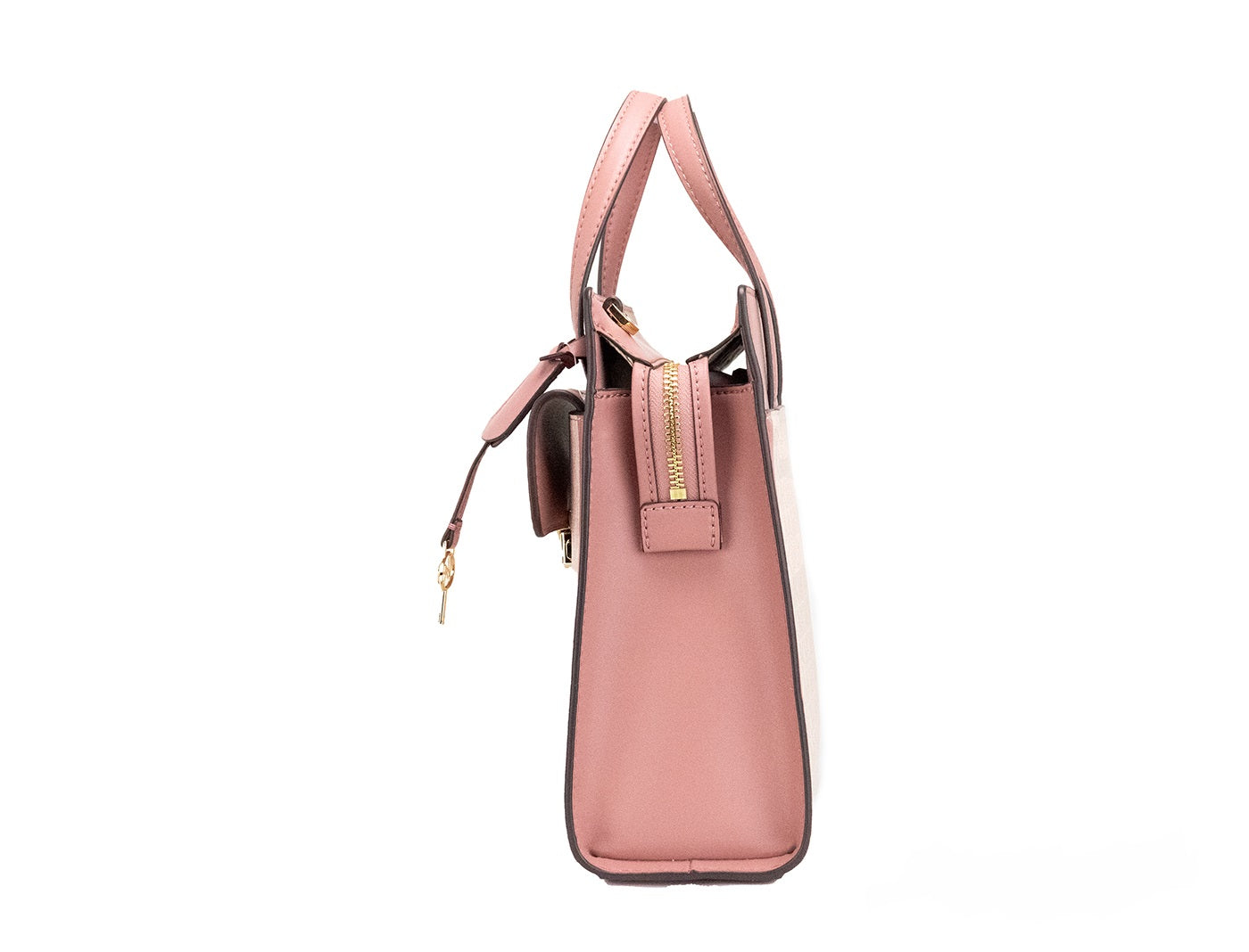Bolso bandolera pequeño Cece de PVC rosa con solapa Norte-Sur