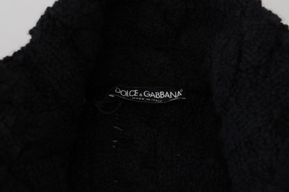 Elegante cárdigan negro de mezcla de lana y cachemira