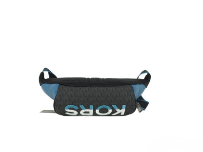 Cinturón utilitario grande Cooper de cuero azul con logotipo bordado en varios colores