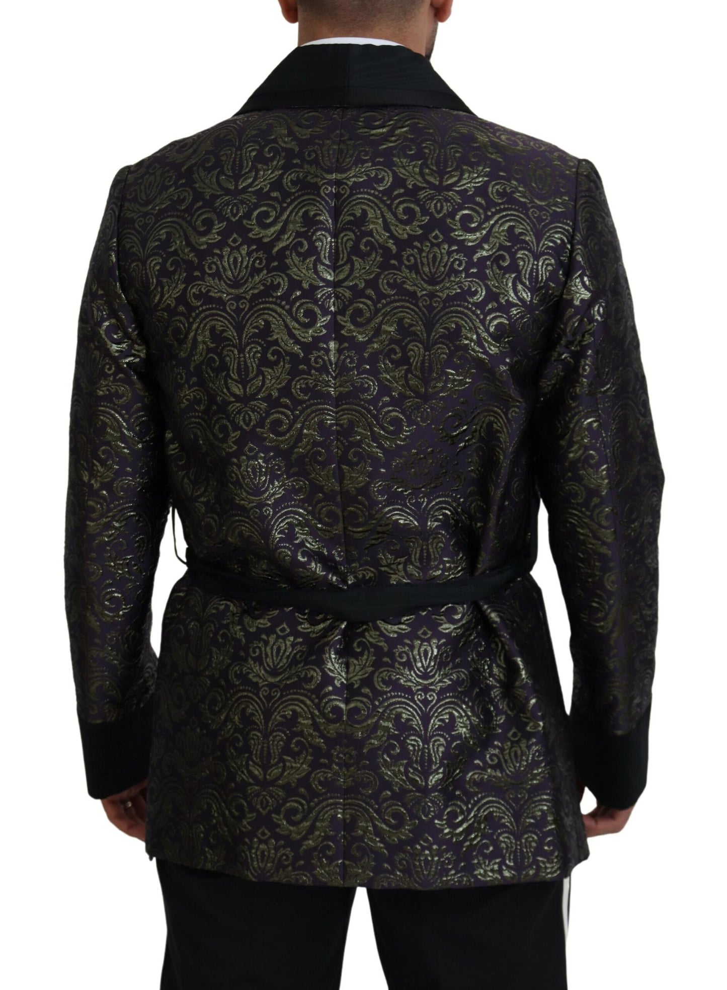 Chaqueta tipo bata de jacquard dorado