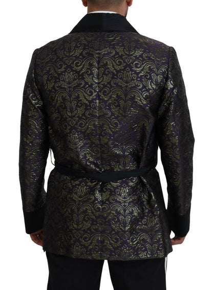 Chaqueta tipo bata de jacquard dorado