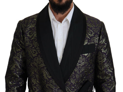 Chaqueta tipo bata de jacquard dorado