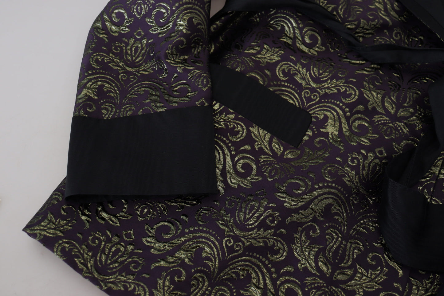 Chaqueta tipo bata de jacquard dorado
