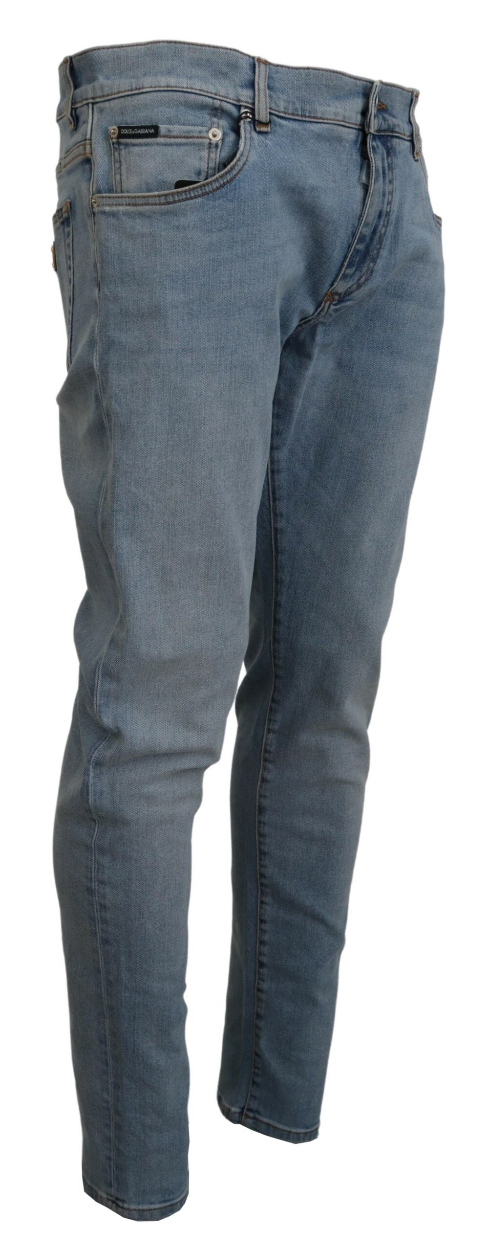 Pantalones vaqueros azul claro de corte entallado y elegantes