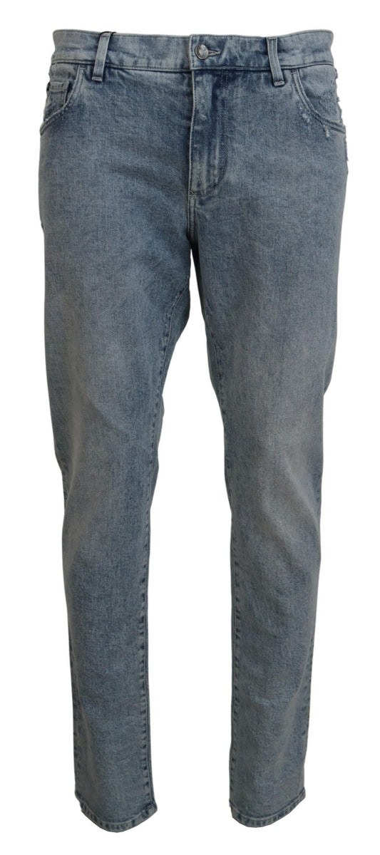 Pantalones vaqueros azul claro elegantes de corte entallado