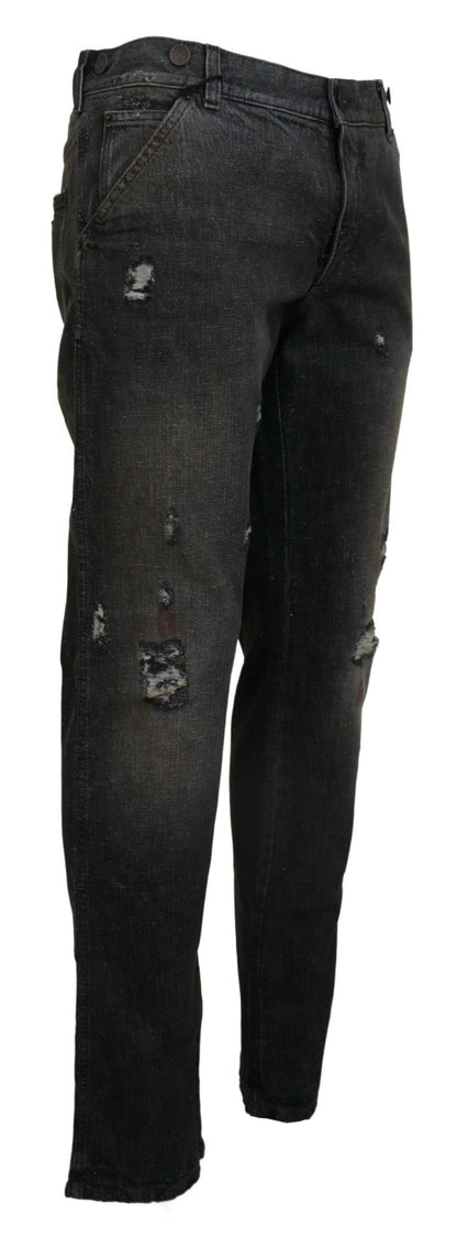 Gray Green Denim Regular Fit Jeans