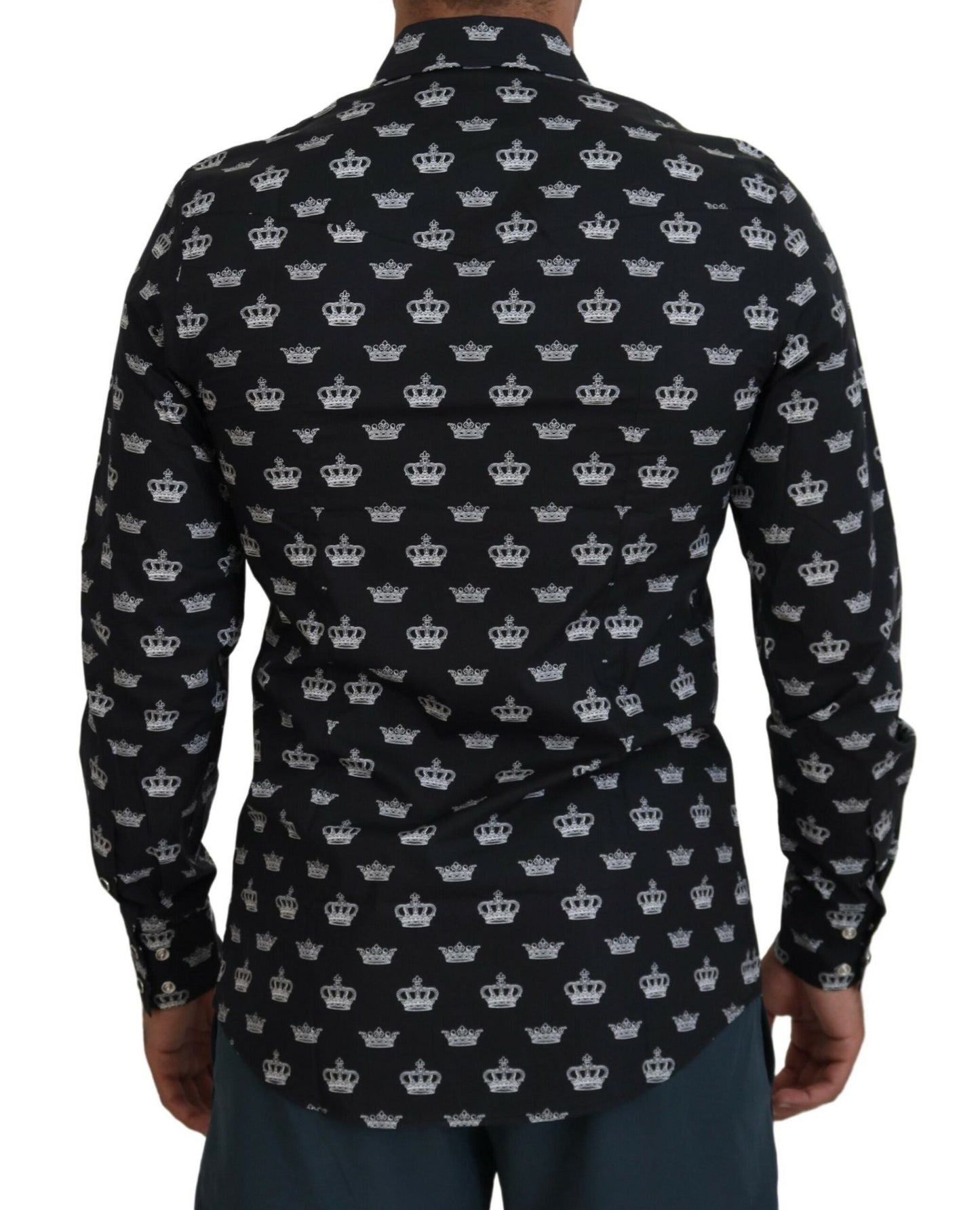 Camisa formal elegante de corte entallado con estampado de corona