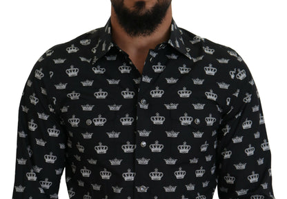 Camisa formal elegante de corte entallado con estampado de corona