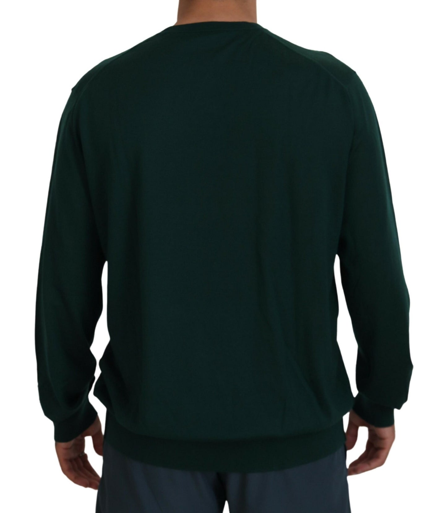 Elegante suéter de cachemira verde con cuello en V