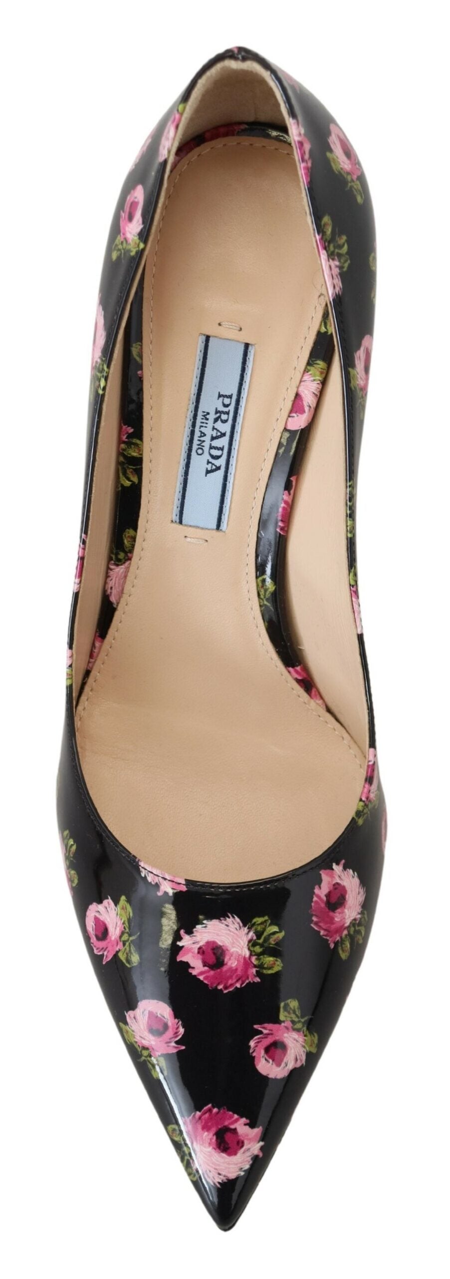Elegantes zapatos de tacón de cuero con estampado floral