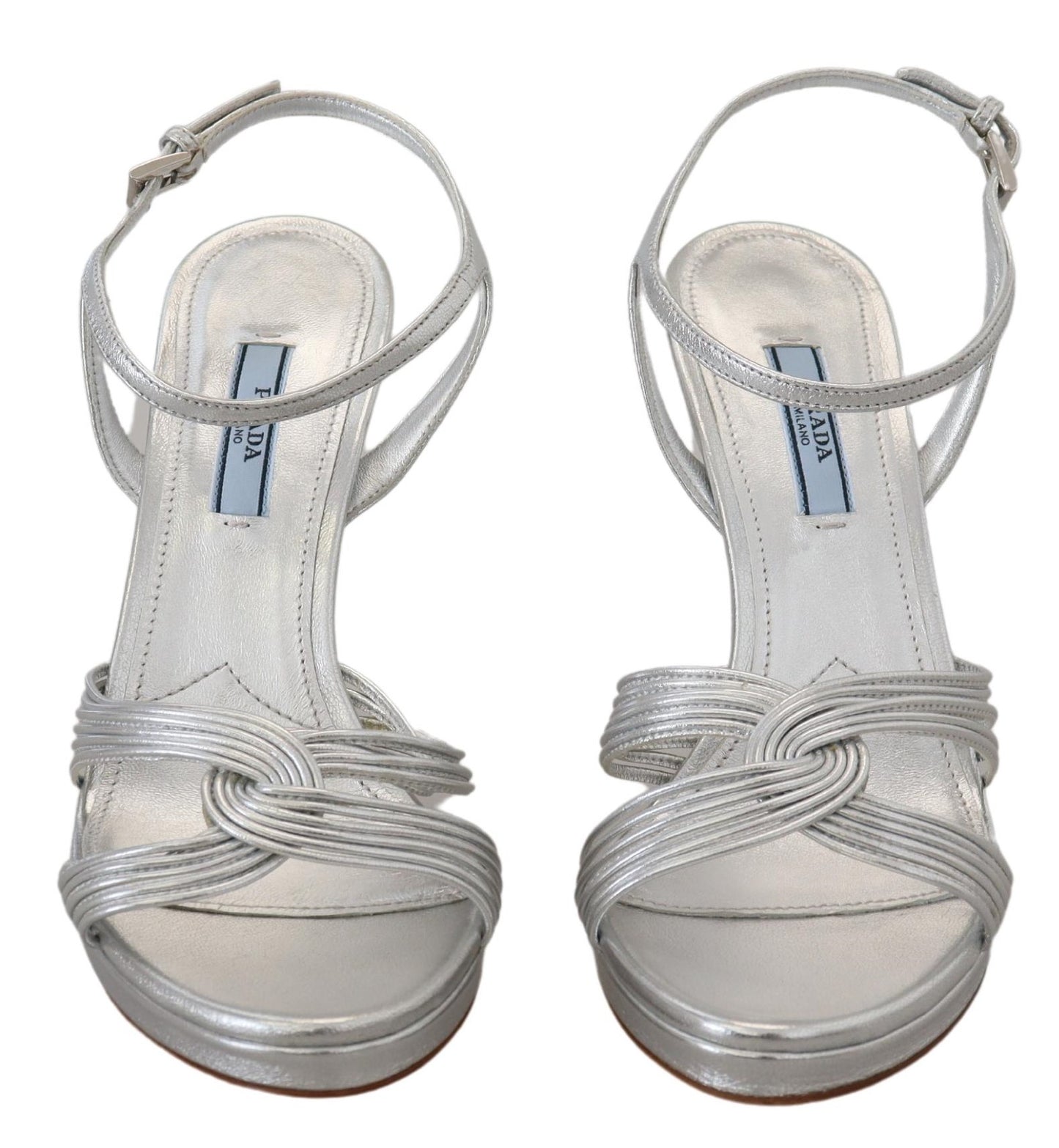 Sandalias elegantes de tacón de aguja plateado