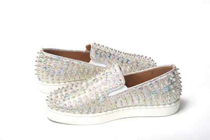 Zapatillas planas blancas con ruedas para abdominales y diseño náutico para mujer