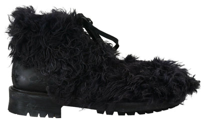 Botines de piel de oveja negra