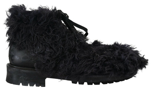 Botines de piel de oveja negra