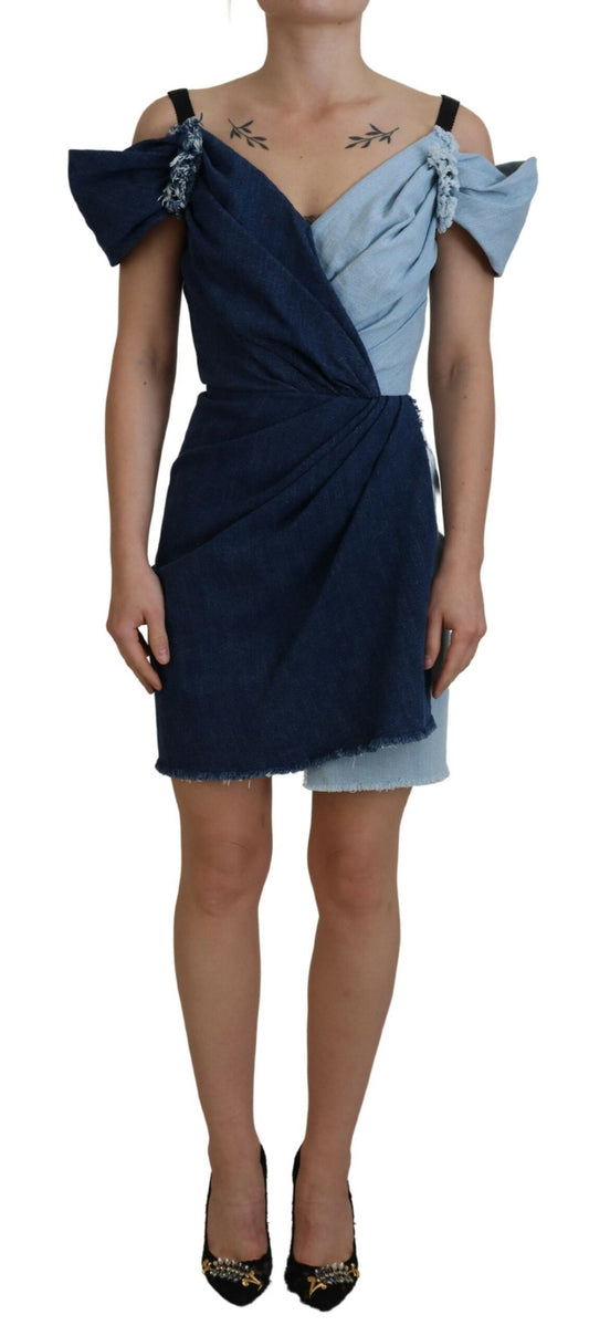 Elegante vestido de mezclilla de dos tonos