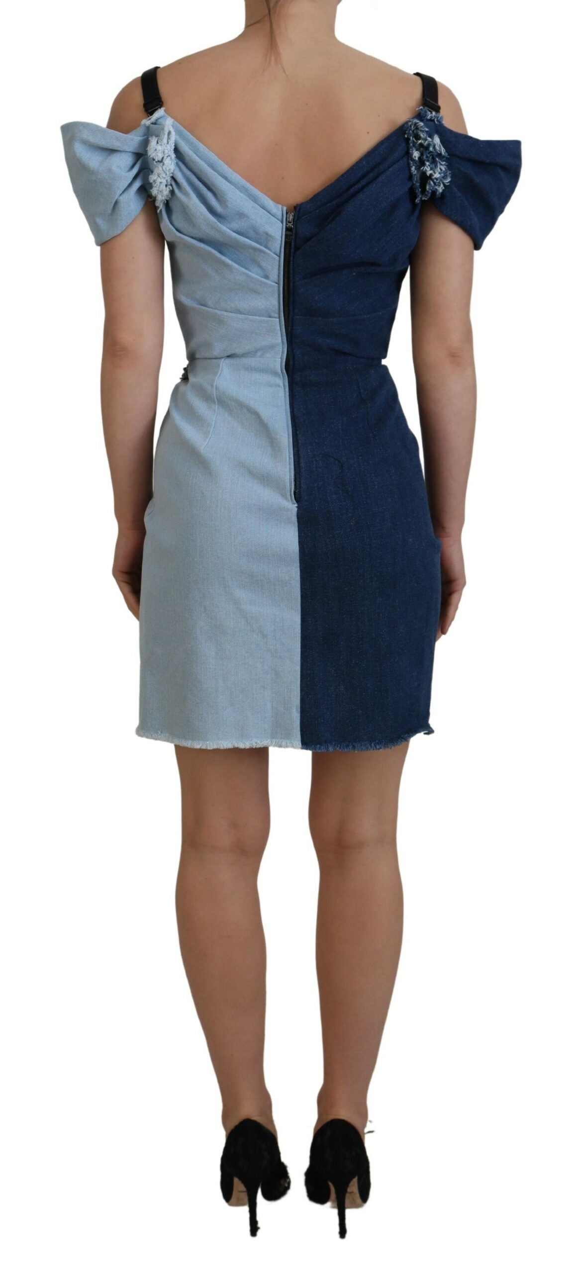 Elegante vestido de mezclilla de dos tonos