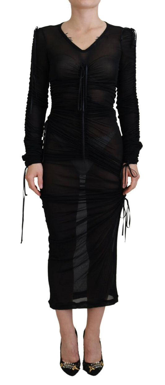 Elegante vestido ajustado de mezcla de seda negra