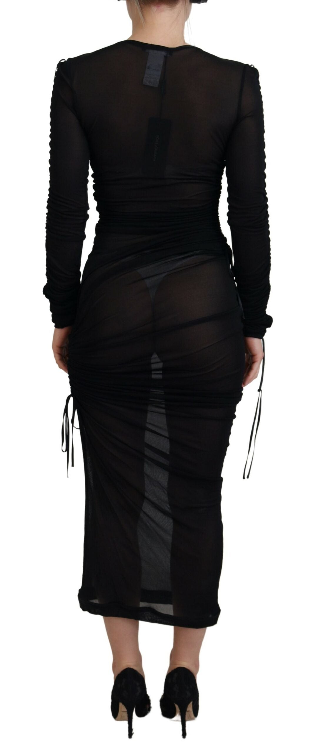Elegante vestido ajustado de mezcla de seda negra