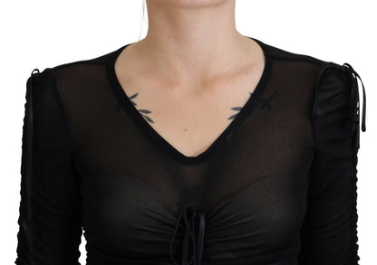 Elegante vestido ajustado de mezcla de seda negra