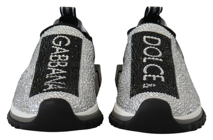 Zapatillas deportivas plateadas brillantes con diamantes de imitación