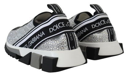 Zapatillas deportivas plateadas brillantes con diamantes de imitación