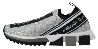 Zapatillas deportivas plateadas brillantes con diamantes de imitación