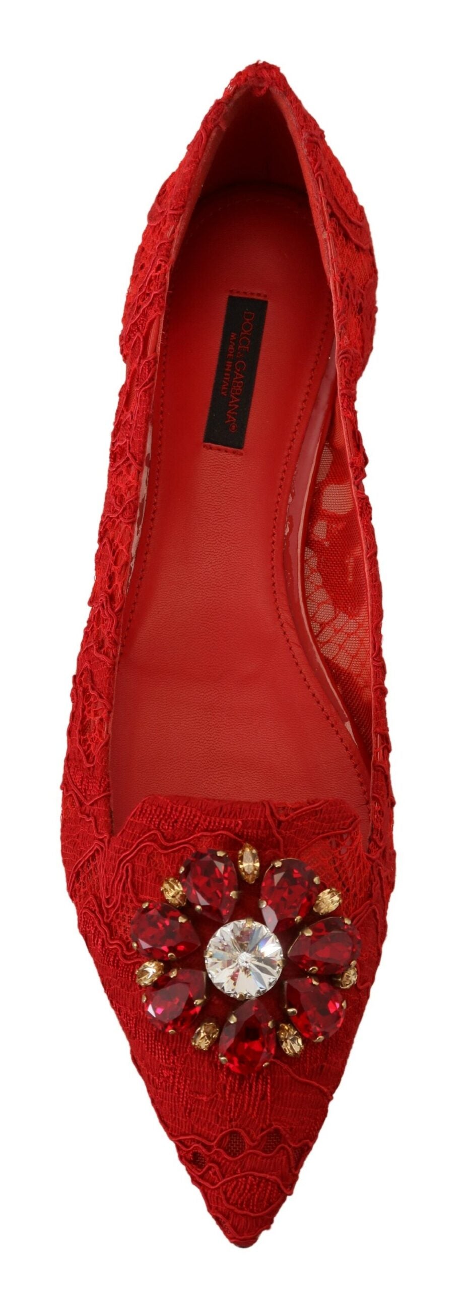 Zapatos planos con adornos de cristal rojo