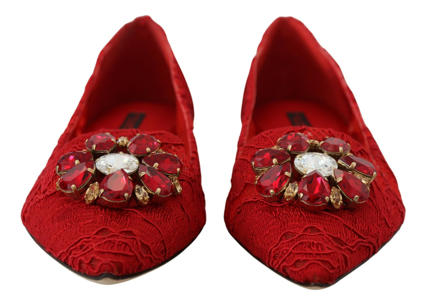 Zapatos planos con adornos de cristal rojo