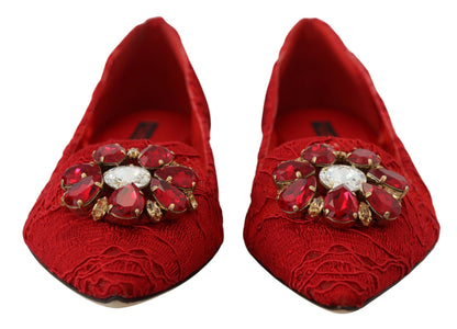 Zapatos planos con adornos de cristal rojo