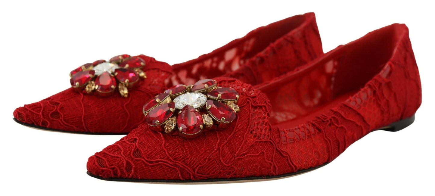 Zapatos planos con adornos de cristal rojo