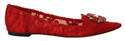 Zapatos planos con adornos de cristal rojo