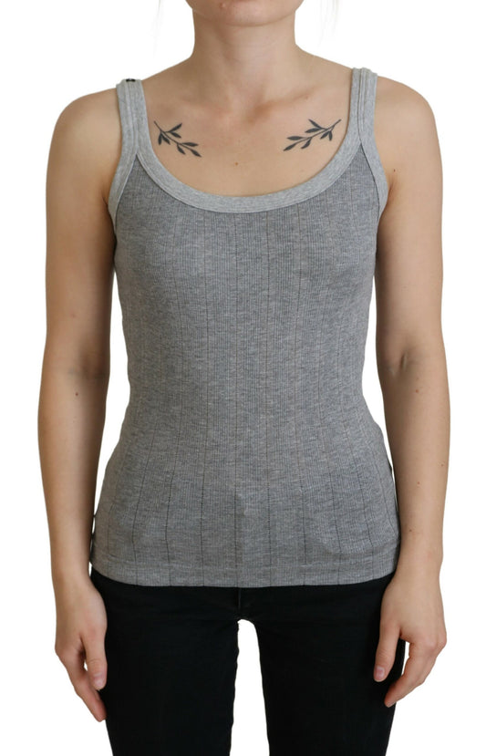 Top elegante gris sin mangas de modal y algodón