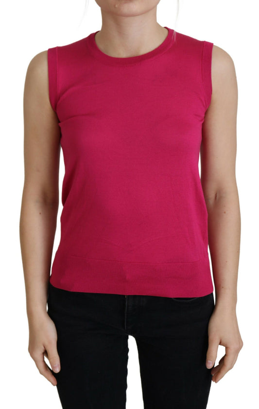 Chaleco sin mangas de seda rosa chic