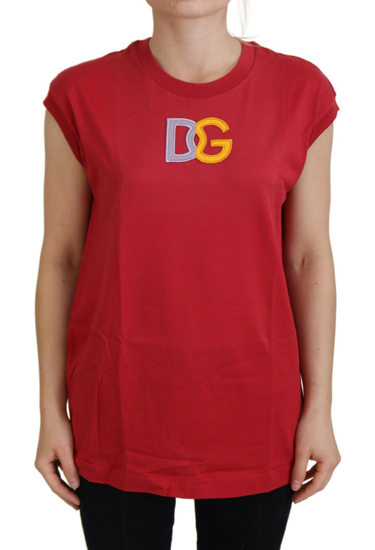 Elegante camiseta sin mangas de algodón roja